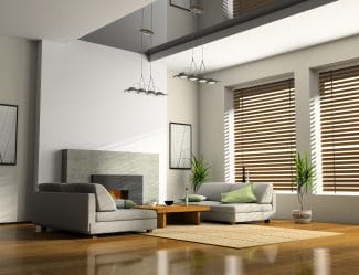 Home interior with timber venetian blinds in Shoalhaven, NSW