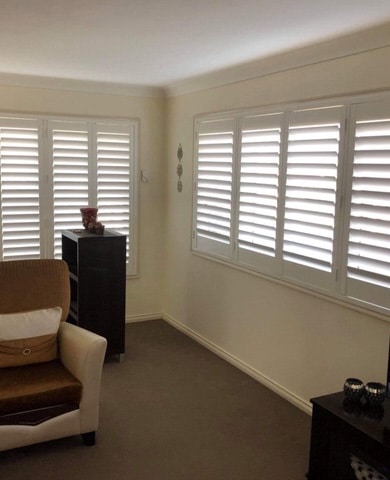 Interior plantation shutters in living room in Illawarra, NSW